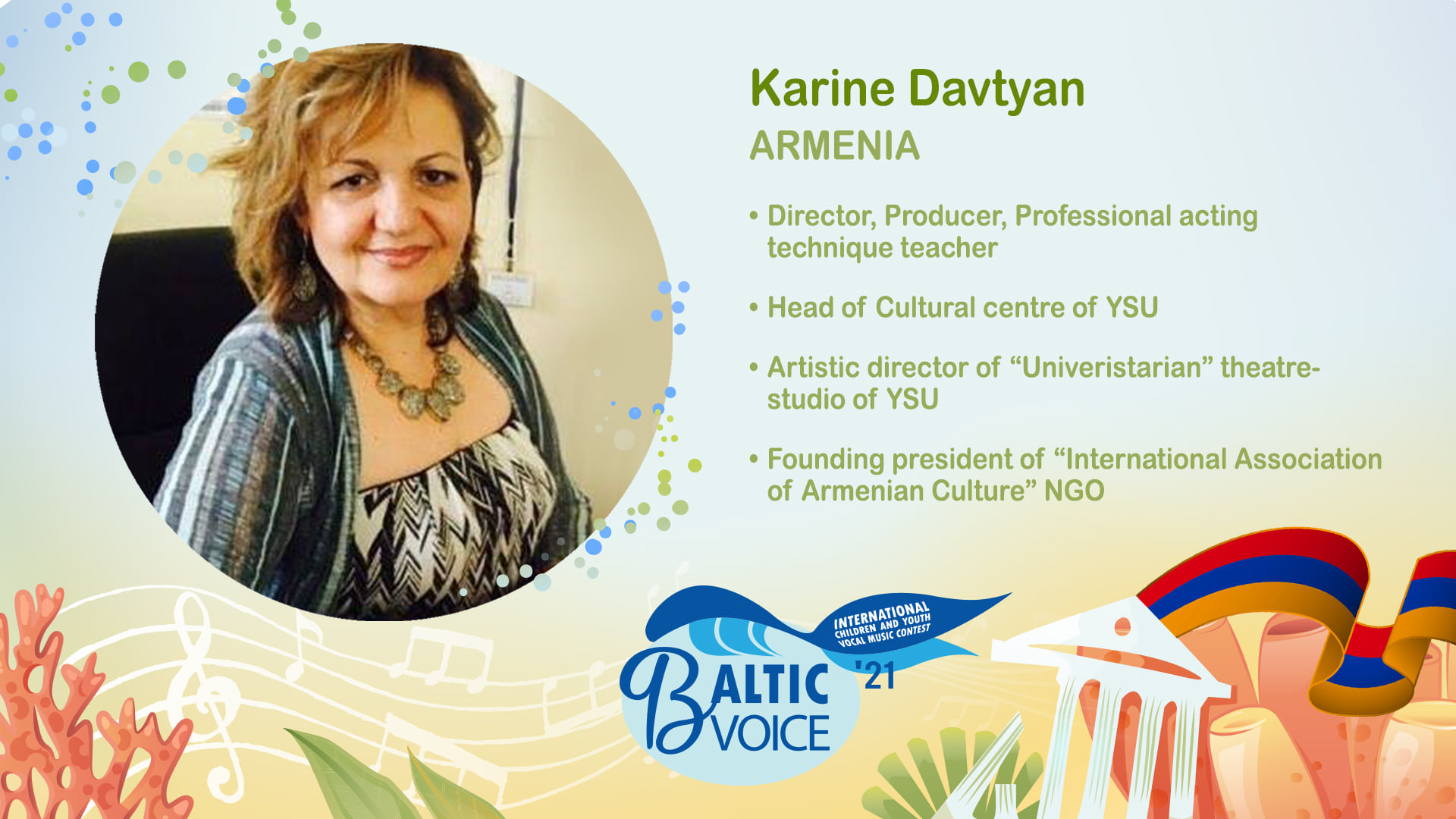 Կարինե Դավթյանը՝ «Baltic Voice 2021»-ի միջազգային ժյուրիի կազմում